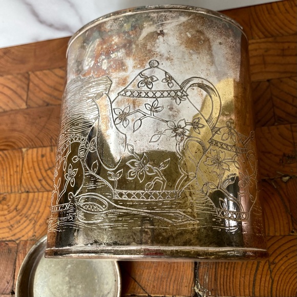 Vintage Oval Silver Tea Storage Container - Picture 5 of 7